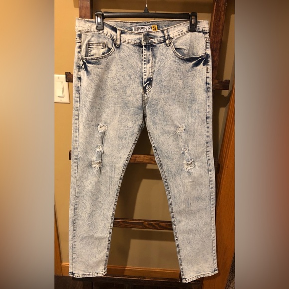 Men's Acid Wash Skinny Jeans made by celebrity statement size 36 x 32 - Picture 1 of 16